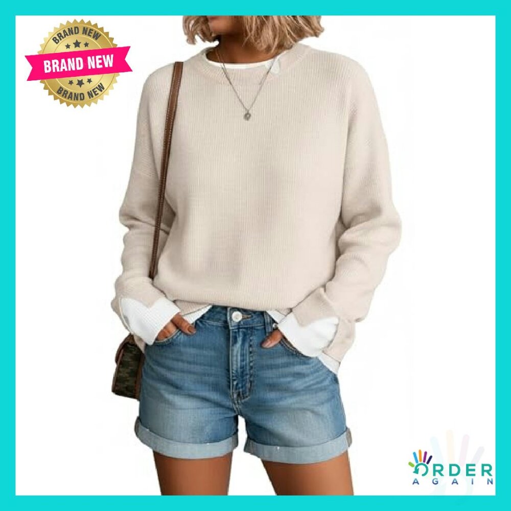 Oversized Knit Pullover Cozy Chic Patchwork Drop … - image 4